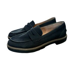 Rachel Zoe black sued penny loafers